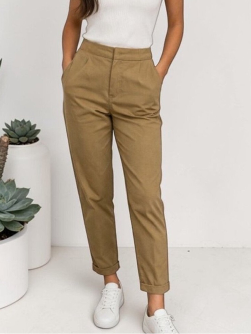 NEW The Kooples Tan Tapered Trouser Pants Size 48 - 36380